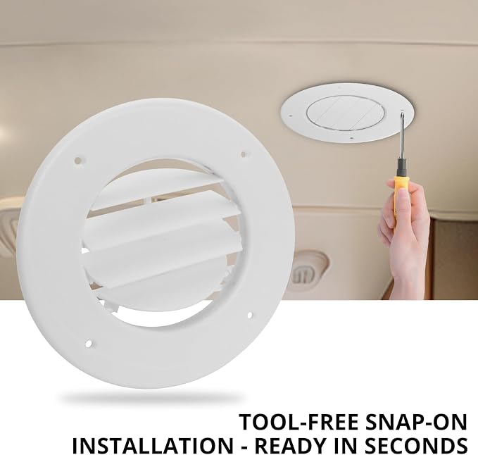 1-Pack 6.5" RV Ceiling Vent Cover Replacement, 3 Pack, Polar White - Image 5