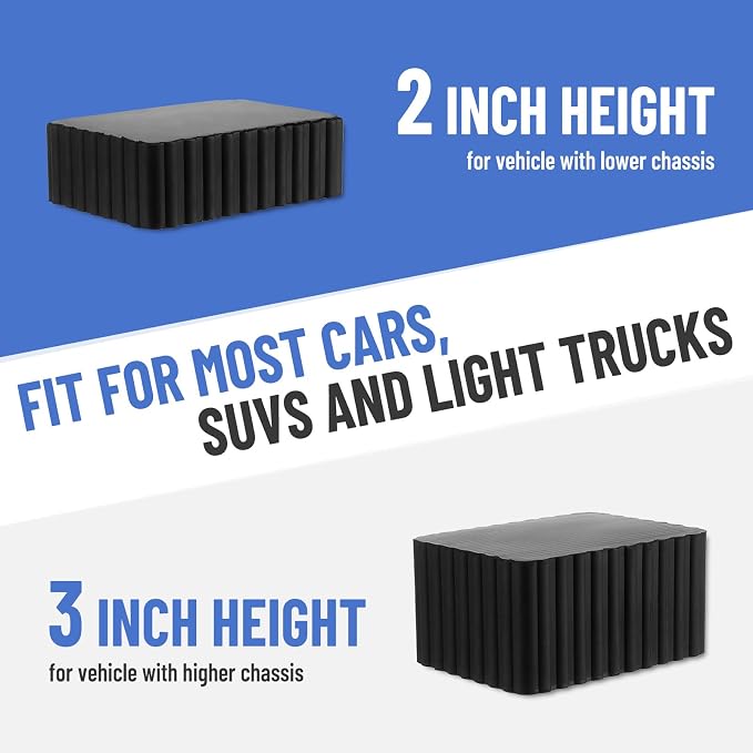 Solid Rubber Auto Lift Pads, 6-1/3" x 4-3/4" x 2" | 4 Pack Anti-Skid Lift Block - Image 6