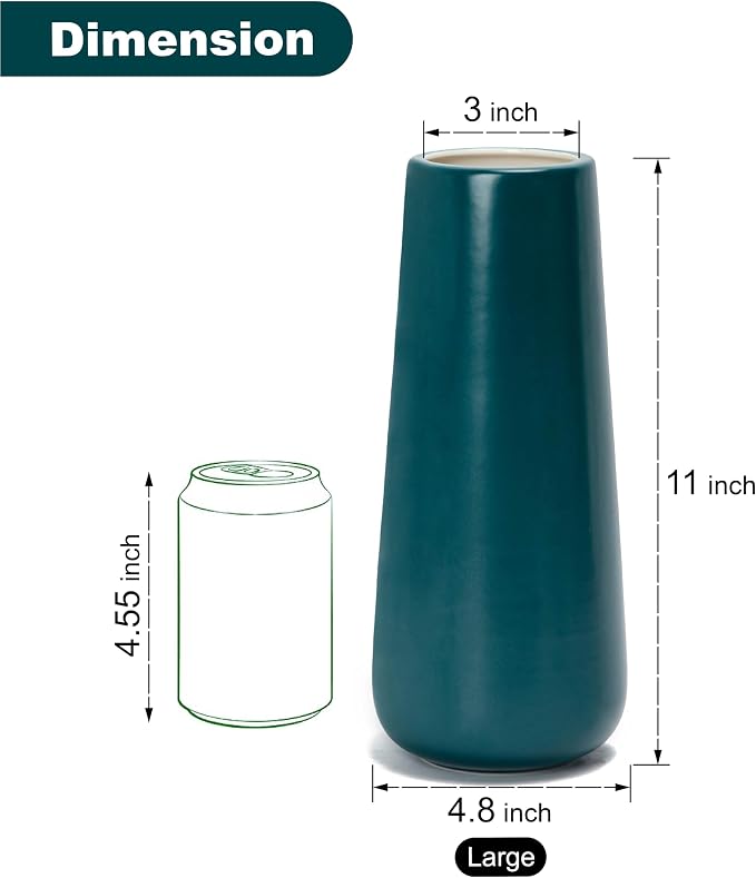 D'vine Dev 11 Inch Ceramic Flower Vase Matte Finishing, Minimalist Design - Image 4