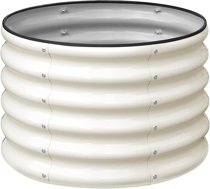 Raised Garden Bed, 2×2×1.5ft Round Galvanized Outdoor Planter Box by snugniture
