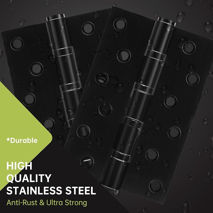 3 Pack Black Door Hinges 6 Inches Ball Bearing Hinges Heavy Duty Stainless - Image 4
