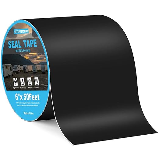 6" x 50Ft 1-Pack Black RV Sealant Tape, Waterproof Commercial Roof Tape by STIKBOND
