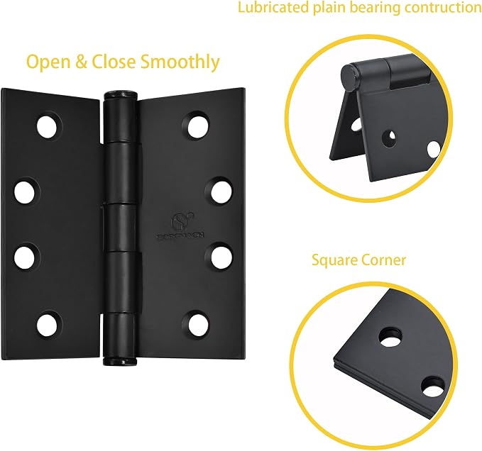 Matte Black Heavy Duty Door Hinge 4 X 4 Inch Commercial Hinges Square Corners - Image 7