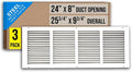 Fits 24x8 Duct Opening | Steel Return Air Grille by Handua | Vent Cover Grill by Handua