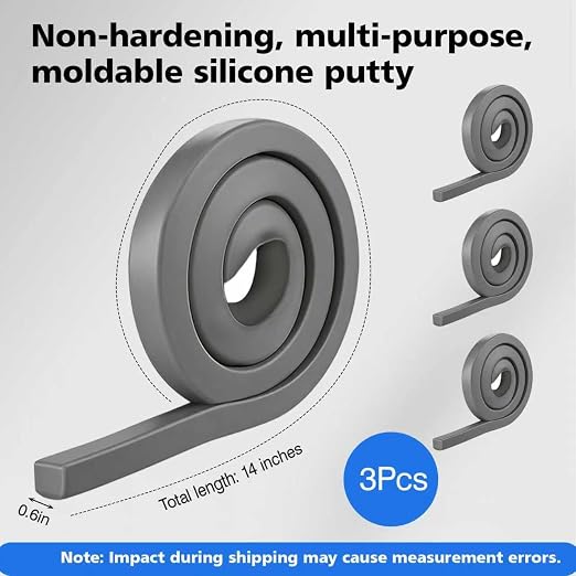 3-Pack Silicone Putty, Non-Hardening Waterproof Sealant, 8.8 oz Total | - Image 6