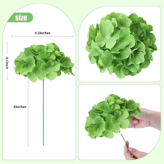 AVIVIHO 65pcs Fake Flowers Green Hydrangea Artificial Flowers Bulk Silk Flowers - Image 5
