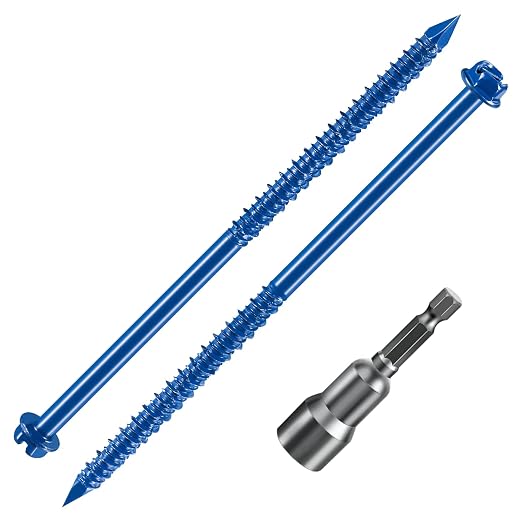 Wensilon 1/4" * 5" Slotted Hex Concrete Screws Anchor Blue Hexagon Head by Wensilon