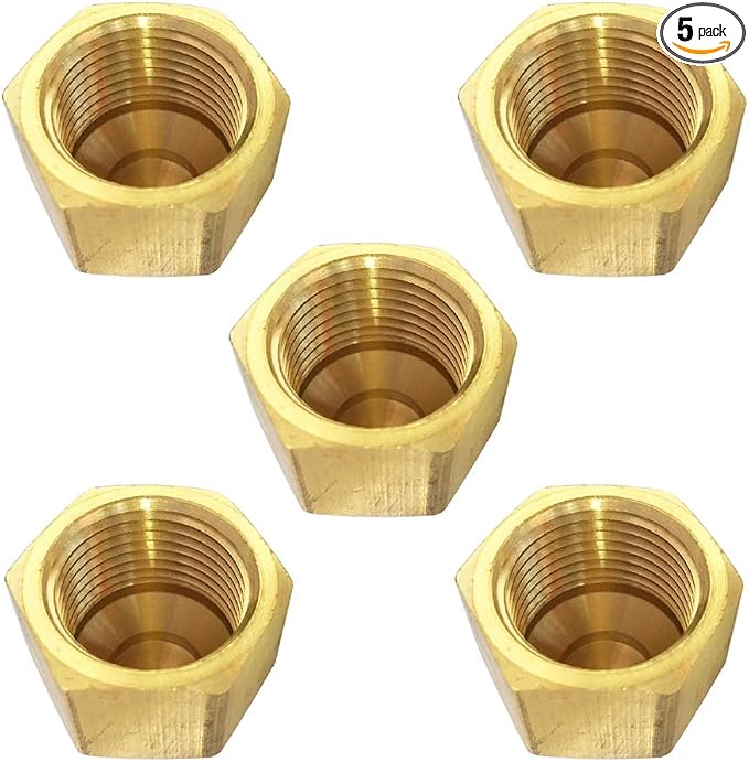 Brass 45 Degree Flare Cap 3/8" Tube OD SAE Fitting 5pcs by TLTOOLEGIN