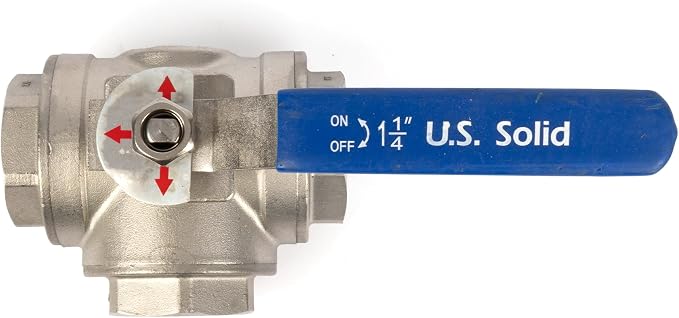 U.S. Solid 1-1/4" 3 Way Ball Valve - Image 6