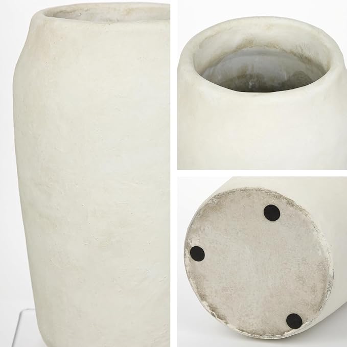 Briful 12'' Large Ceramic Rustic Vases Shabby Vintage Textured, 4.36'' Wide - Image 4