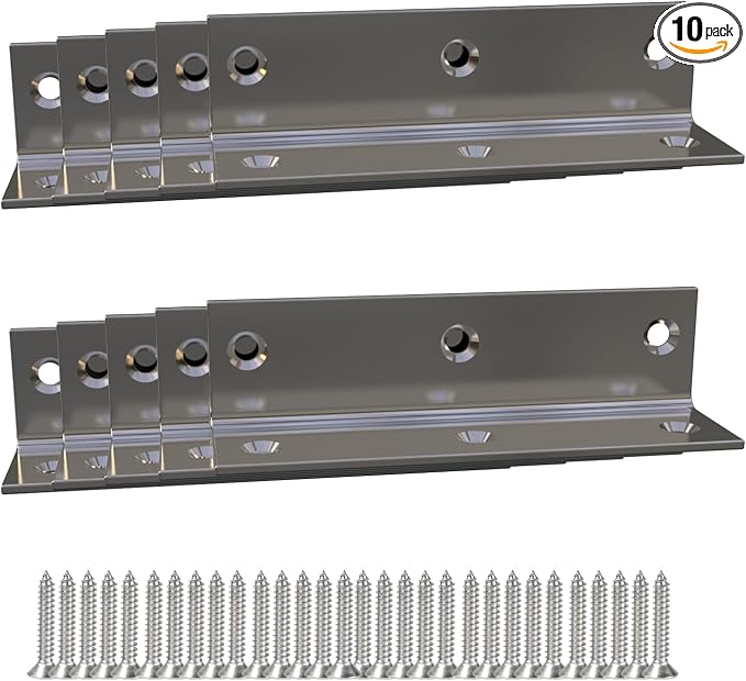 Stainless Steel Corner Bracket, Joint Right Silver Angle Brackets, L Shape by Aufuga