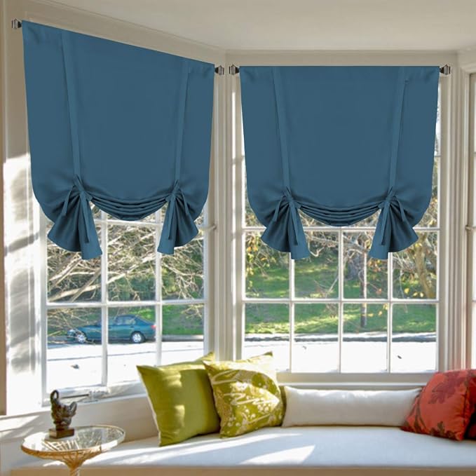 H.VERSAILTEX Balloon Shade Blackout Curtain Adjustable Thermal Insulated Tie Up by HVERSAILTEX