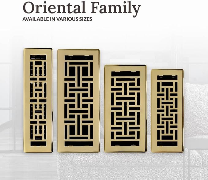 Decor Grates AJH410 Oriental Floor Register, Bright Brass - Image 9
