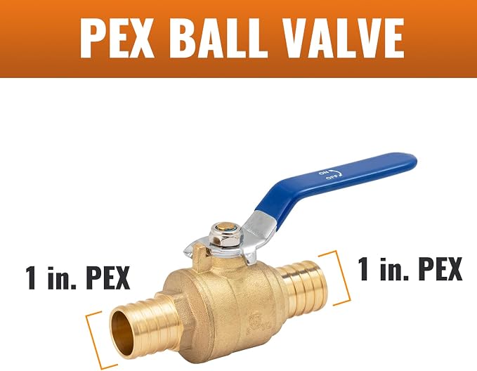 1-PCS PEX Ball Valve 1", Full Port Shut Off Valve 1/4 Turn | Brass - Image 2