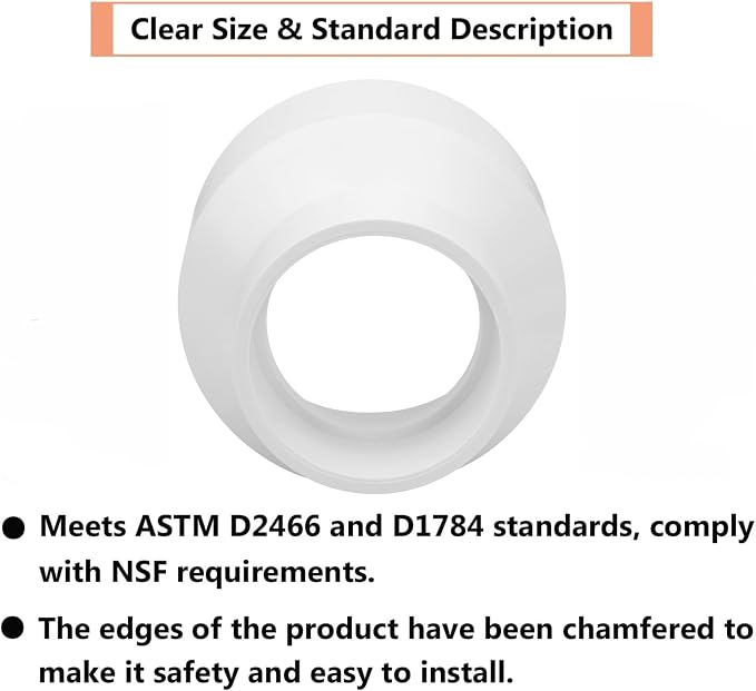 2Pack 3" x 2" PVC DWV Reducer Coupling Adapter Schedule 40 PVC DWV Slip - Image 5