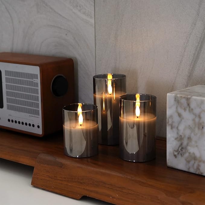 Amagic Gray Glass Flameless LED Candles Battery Operated - Image 2