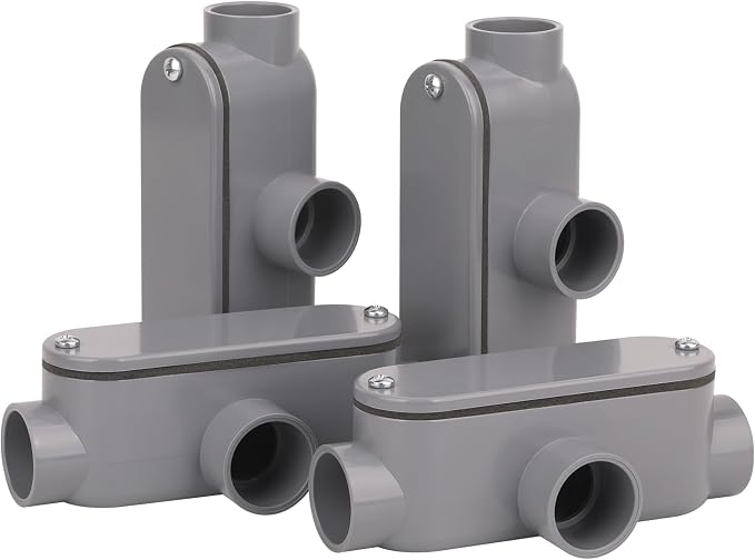 4Pack 3/4 Inch Rigid PVC Conduit Body Type T, Slip x Slip PVC Conduit Bodies T - Image 5