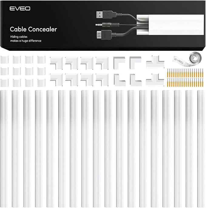 Cord Covers for Wires on Wall - 300in Cable Management Cable Hider - Cord by EVEO