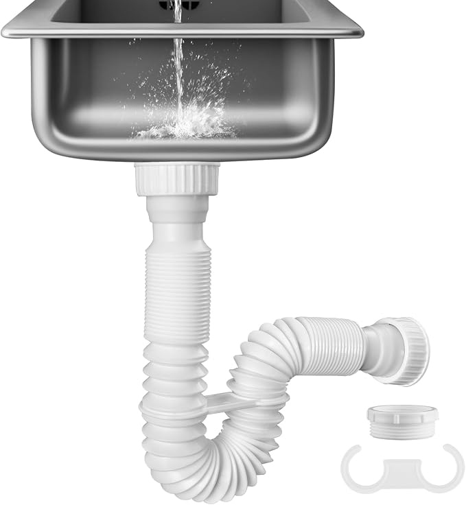 Sink Drain Pipe, Flexible Sink P-Trap Pipe by iFealClear