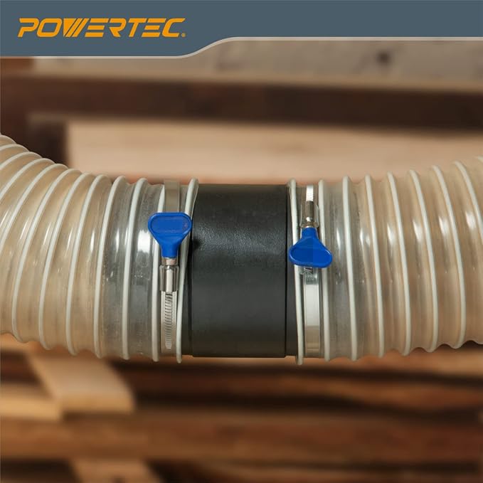 POWERTEC 70123 4-Inch Dust Hose Connector w/Quick Connect Splice Adapter - Image 3