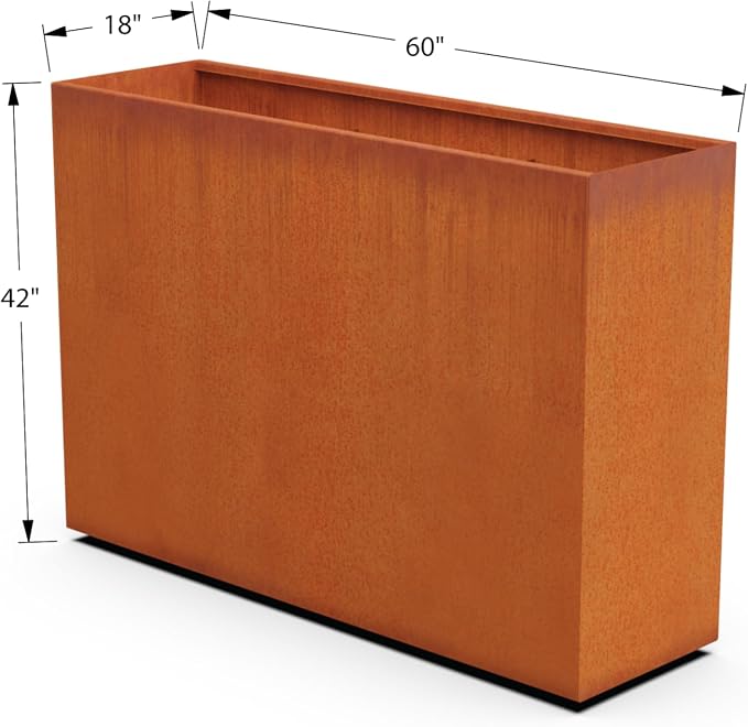 Corten Steel Planters | 60x18x42 Large Rectangular Planters - Image 5
