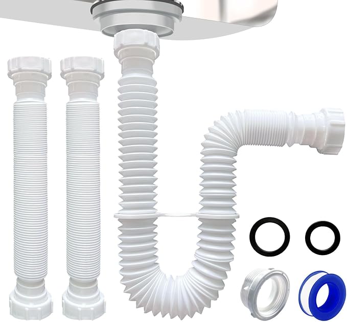 VIVIDA Flexible Kitchen Sink Pipe 1-1/2", Flexible P Trap by VIVIDA