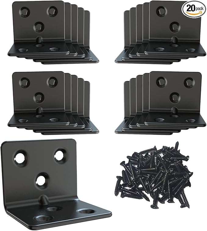 Black Stainless Steel Shelf Bracket, Joint Right Angle Bracket, L Shape Heavy by Aufuga
