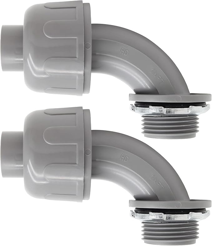 2Pcs 1 Inch NPT Liquid Tight Connector | Nonmetallic, 90 Degree, Electrical - Image 7