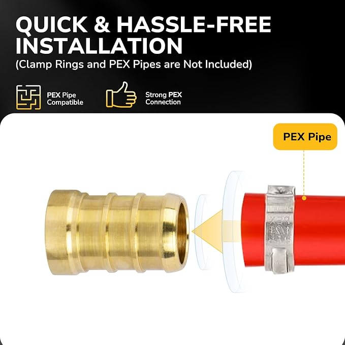 10 Pack 1/2" Pex Plug End Cap, Pex Fittings, Heavy-Duty Brass Crimp Fittings - Image 3