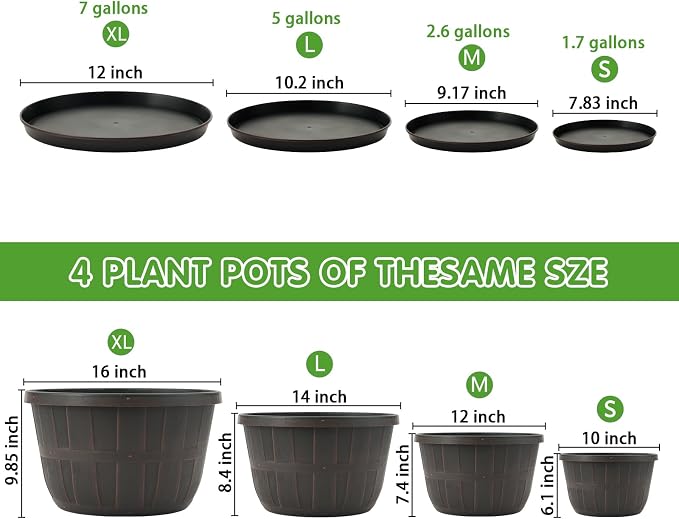 Quarut 12 Inch 4 Pack Large Planters Pot - Image 3