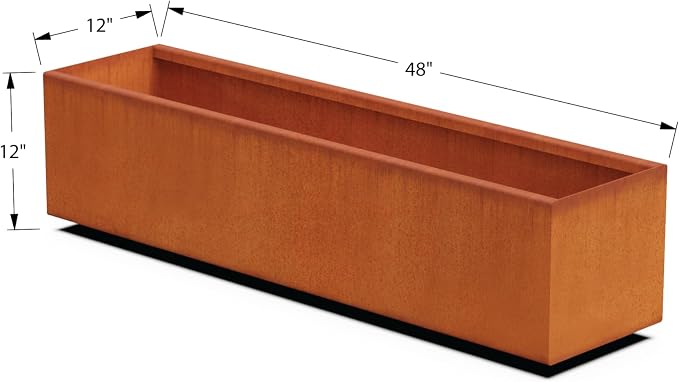 Large Rectangular Planters for Outdoor Plants 48 Inch Corten Steel Planter Box - Image 5