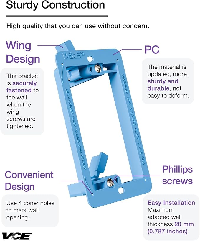VCELINK Low Voltage Mounting Bracket, Flush Low Voltage Box, Flush Mount - Image 7