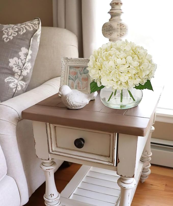 Hollyone Ivory White Hydrangea Artificial Flowers - Image 4