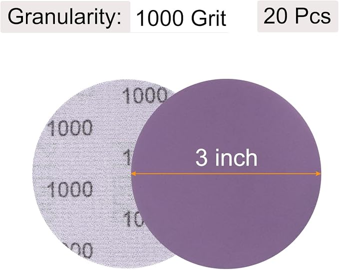 uxcell 20Pcs 3-Inch Purple Sanding Discs 1000 Grits Hook and Loop Professional - Image 2