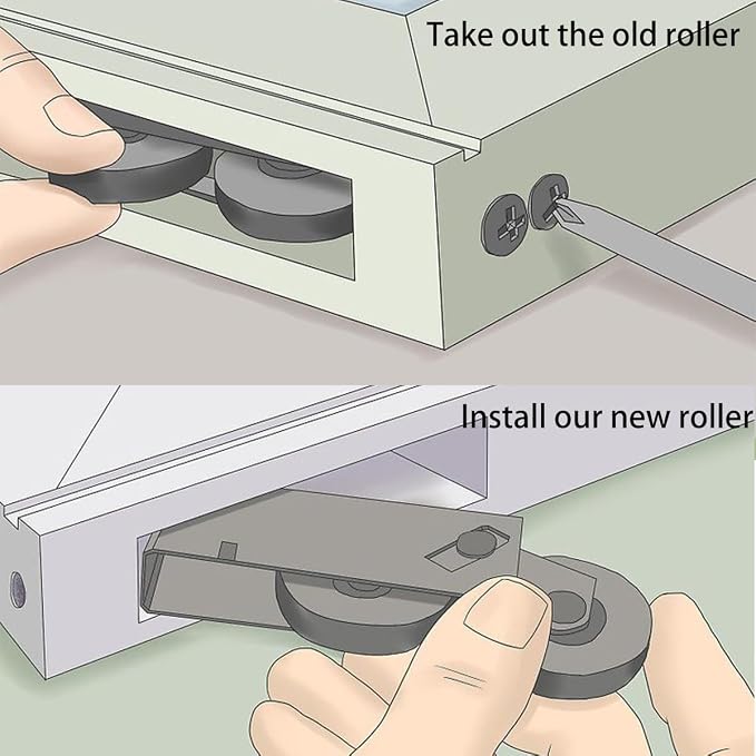 2 Pack Sliding Patio Door 1-1/4 Inch Tandem Roller Assembly, Steel Ball Wheel - Image 5