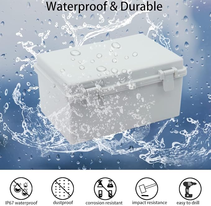 Junction Box, Hinged Cover IP67 Waterproof ABS Project Box - Image 2