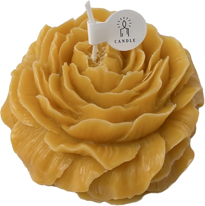 3 Inch Dark Yellow Peony Flower Shape Scented Candle - Image 7