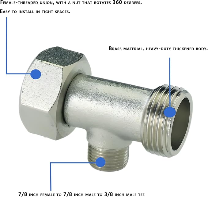 Brass 7/8"x3/8"x7/8" T-Type 3-Way Tee Splitter | 3-way adapter - Image 4