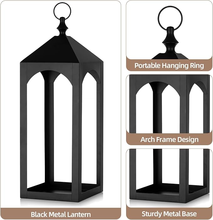 24" & 17" Large Outdoor Floor Lantern, - Image 3