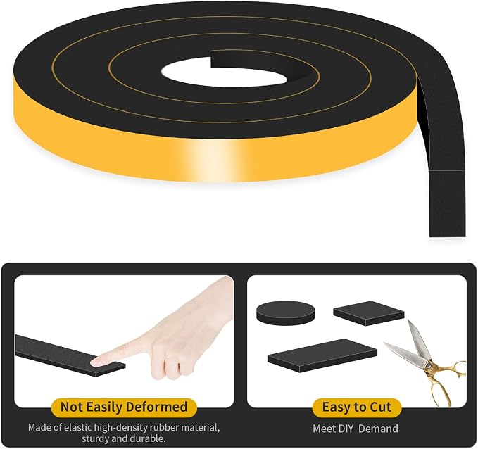 Foam Tape, Weather Stripping, High Density CR, Soundproof, 2 in x 1 in x 6.5Ft - Image 6