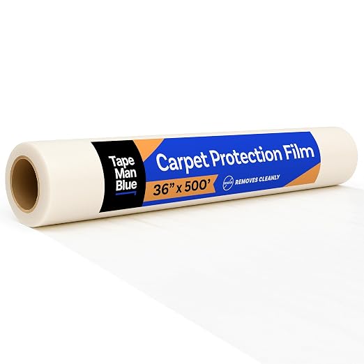 TapeManBlue Carpet Protection Film, 36 inch x 500 Foot roll, Self Adhesive by TapeManBlue