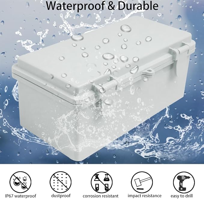 Junction Box, Hinged Grey Cover IP67 Waterproof ABS Project Box - Image 2