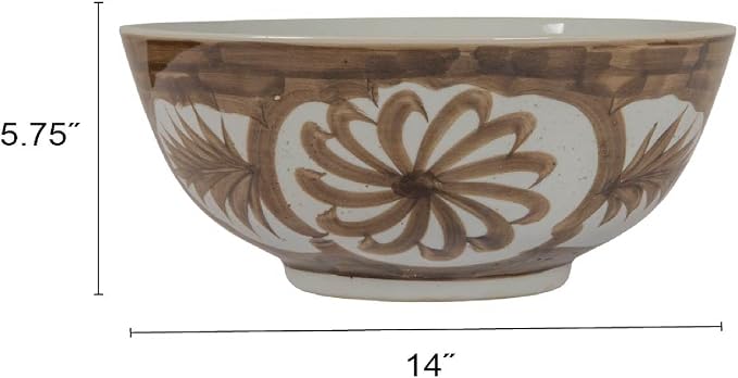 Creative Co-Op Hand-Painted Stoneware Bowl - Image 2