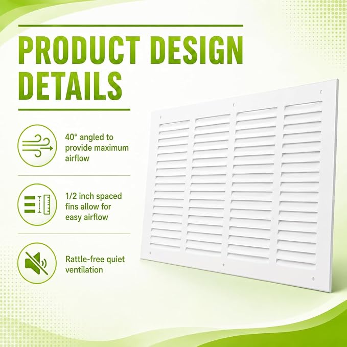 24" x 8" Return Air Grille Duct Opening, Ceiling Sidewall Floor Cold Air Intake - Image 3
