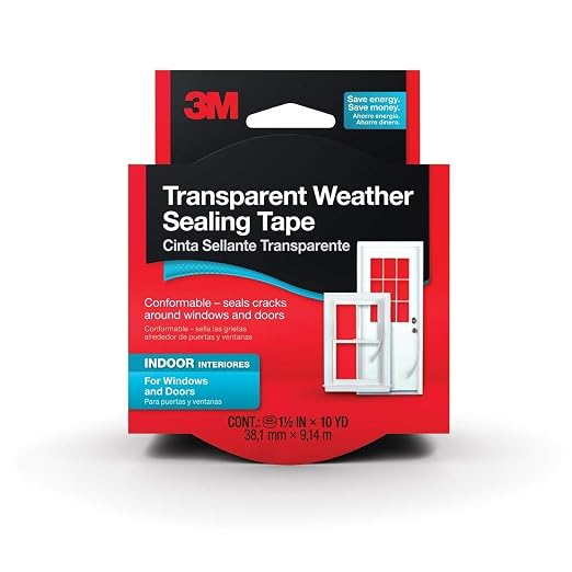 3M Transparent Weather Sealing Tape, 1.5 in x 30 ft, Crystal Clear Removable - Image 2