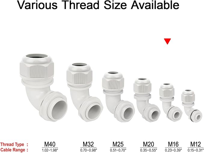 M16 Cable Gland, 90 Degree Adjustable 6-10mm Strain Relief, Cord Connectors - Image 6
