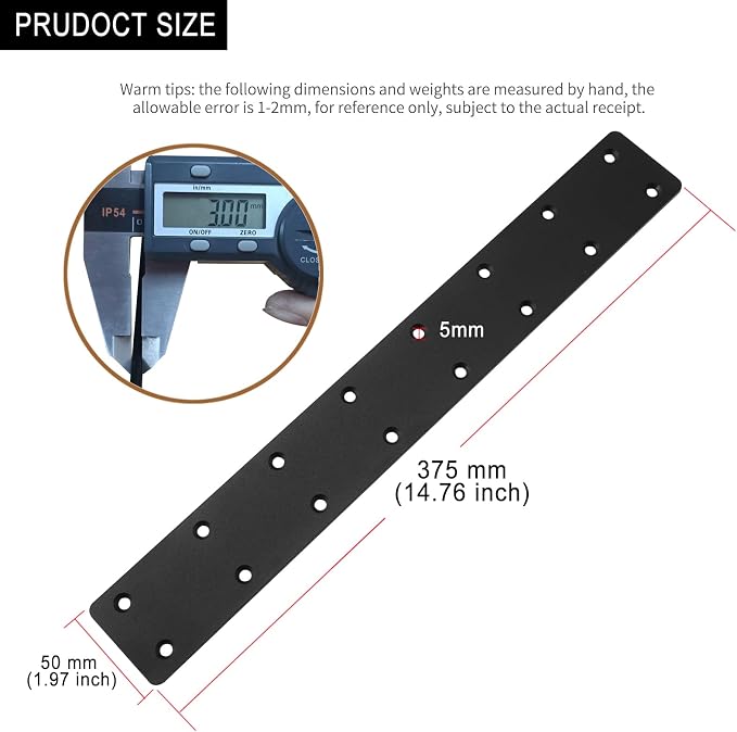 6packs Straight Steel I Shape Flat Plate, Heavy Duty Mending Plate 14.7"x2" - Image 2