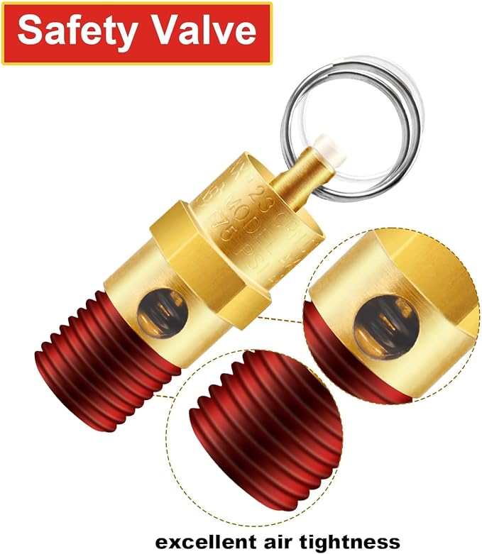1/4'' NPT Male 175 PSI Air Compressor Pressure Relief Valve Brass | Safety - Image 3