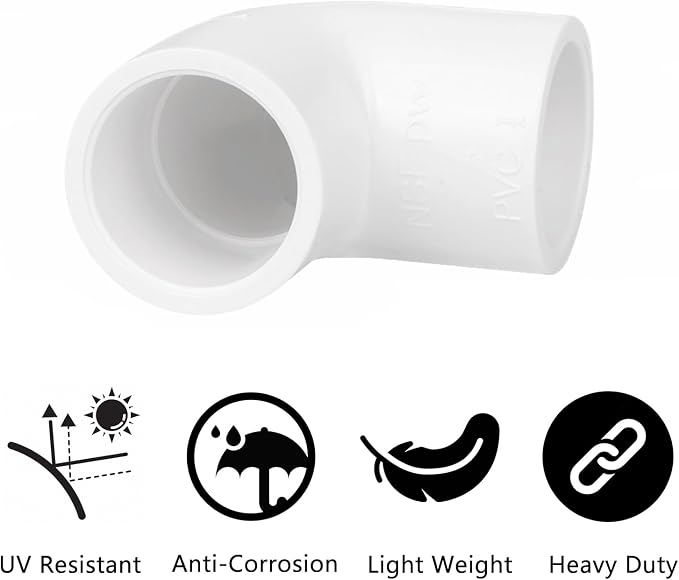 20 Pack 1/2" 90 Degree Elbow Pipe Fittings 2 Way Right Angle PVC Pipe Fitting - Image 3