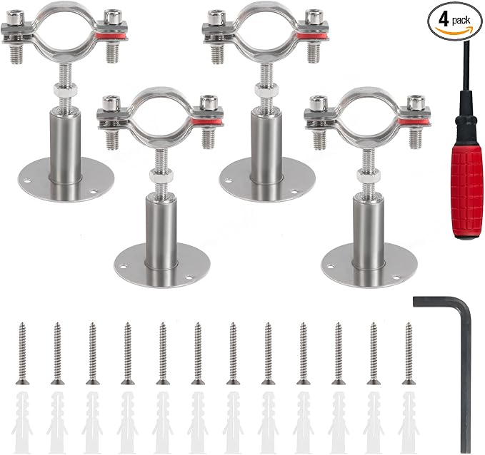 4PCS 304 Stainless Steel Wall Mount Ceiling Mount Pipe Supports, Suitable by Kodilin